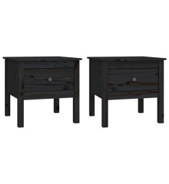 Tables d'appoint 2 pcs Noir 50x50x49 cm Bois massif de pin