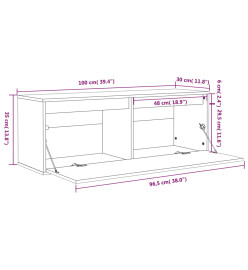 Armoire murale Gris 100x30x35 cm Bois de pin massif