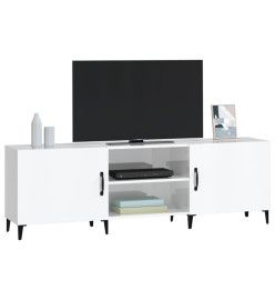 Meuble TV blanc brillant 150x30x50 cm bois d'ingénierie