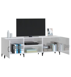 Meuble TV blanc brillant 150x30x50 cm bois d'ingénierie