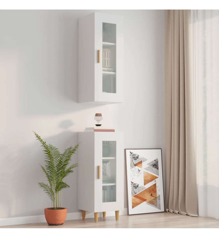 Armoire murale suspendue Blanc brillant 34,5x34x90 cm