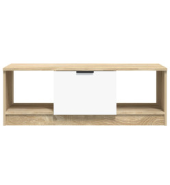 Table basse Blanc et chêne sonoma 102x50x36cm Bois d'ingénierie