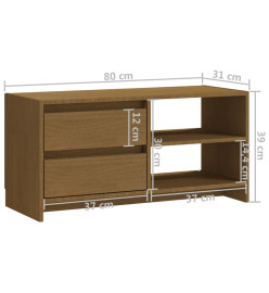 Meuble TV Marron miel 80x31x39 cm Bois de pin massif