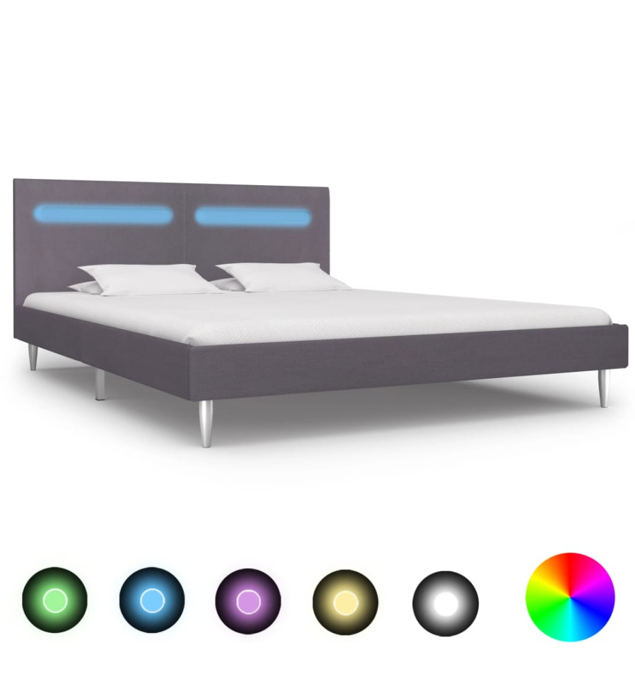 Cadre de lit avec LED Gris Tissu 180 x 200 cm Cadre de lit avec LED Gris Tissu 180 x 200 cm