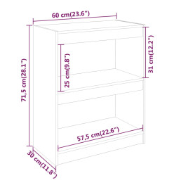 Bibliothèque/Cloison Marron miel 60x30x71,5 cm Bois de pin