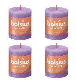 Bolsius Bougies pilier rustiques Shine 4 pcs 80x68 mm Violet vibrant