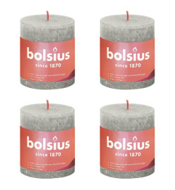 Bolsius Bougies pilier rustiques Shine 4 pcs 80x68 mm Gris sableux