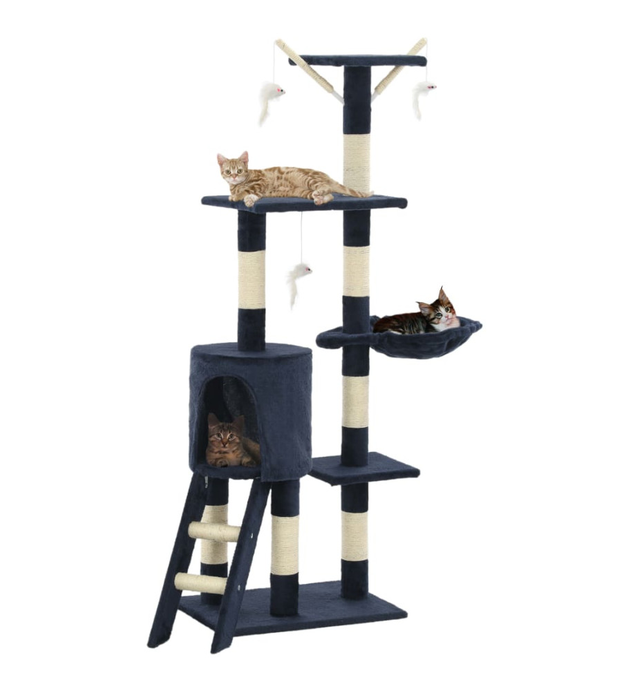 Arbre à chat avec griffoirs en sisal 138 cm Bleu foncé