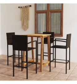 Ensemble de bar de jardin 5 pcs Marron