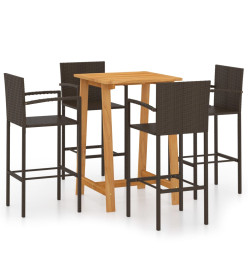 Ensemble de bar de jardin 5 pcs Marron