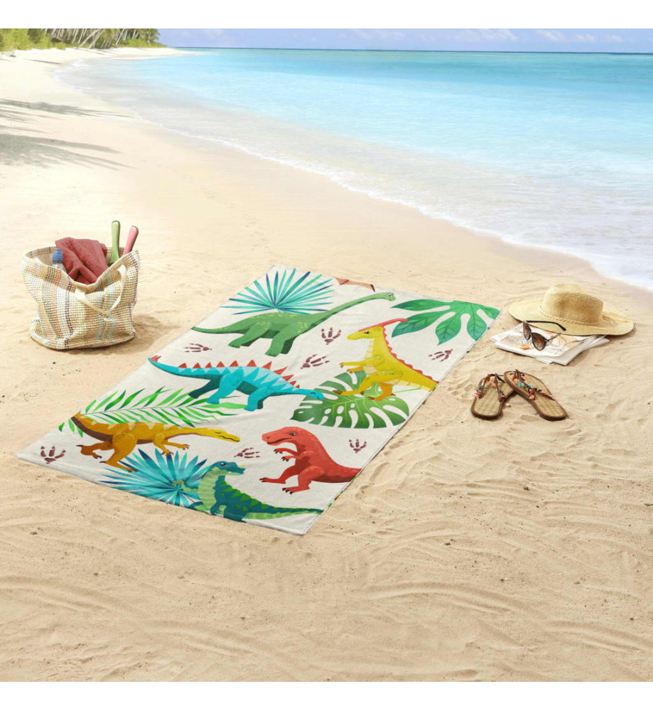 Good Morning Serviette de plage DINOS 75x150 cm Multicolore