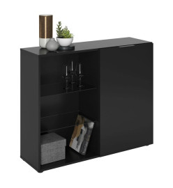 FMD Commode avec 1 porte et étagère ouverte Noir