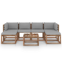 Salon palette de jardin 7 pcs et coussins Bois de pin imprégné