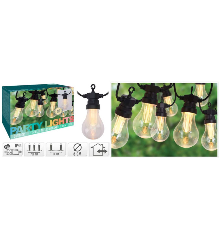 ProGarden Guirlande lumineuse de jardin 10 ampoules 3,2 V