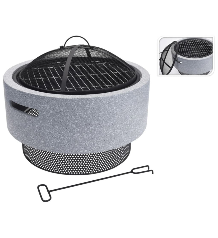 ProGarden Bol à feu avec grille de barbecue Gris clair 52x18,5 cm