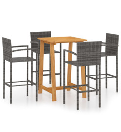 Ensemble de bar de jardin 5 pcs Gris