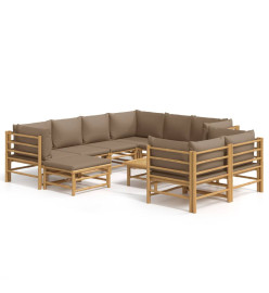 Salon de jardin 10 pcs avec coussins taupe bambou