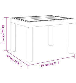 Table de jardin anthracite 59x47x40 cm PP