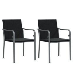 Chaises de jardin avec coussins lot de 2 noir 56x59x84 cm rotin