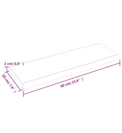 Étagère murale gris foncé 60x20x2 cm bois chêne massif traité