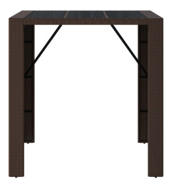 Table de bar et dessus en verre marron 105x80x110 cm poly rotin