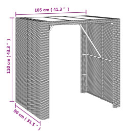Table de bar et dessus en verre marron 105x80x110 cm poly rotin
