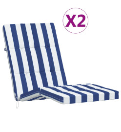 Coussins de chaise longue lot de 2 rayures bleu/blanc