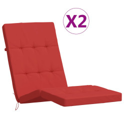 Coussins de chaise longue lot de 2 rouge tissu oxford