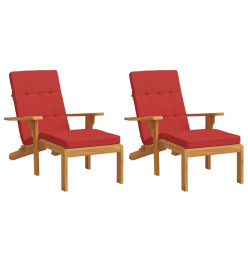 Coussins de chaise longue lot de 2 rouge tissu oxford