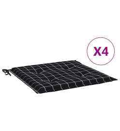 Coussins de chaise de jardin lot de 4 motif à carreaux noir