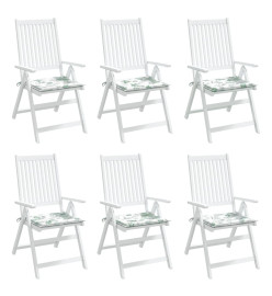 Coussins de chaise lot de 6 motif de feuilles 40x40x3 cm tissu