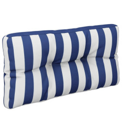 Coussin de palette rayures bleues et blanches 70x40x12 cm tissu