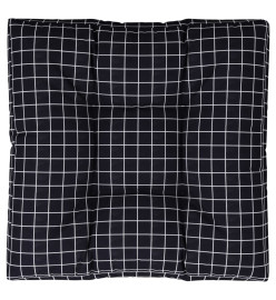 Coussin de palette motif à carreaux noir 70x70x12 cm tissu