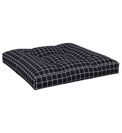 Coussin de palette motif à carreaux noir 70x70x12 cm tissu