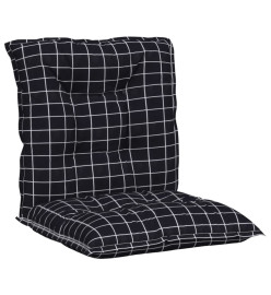 Coussins de chaise à dossier bas lot de 2 noir à carreaux tissu