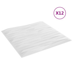 Panneaux muraux 12 pcs blanc 50x50 cm EPS 3 m² pierre