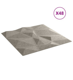 Panneaux muraux 48 pcs gris béton 50x50 cm EPS 12 m² losange