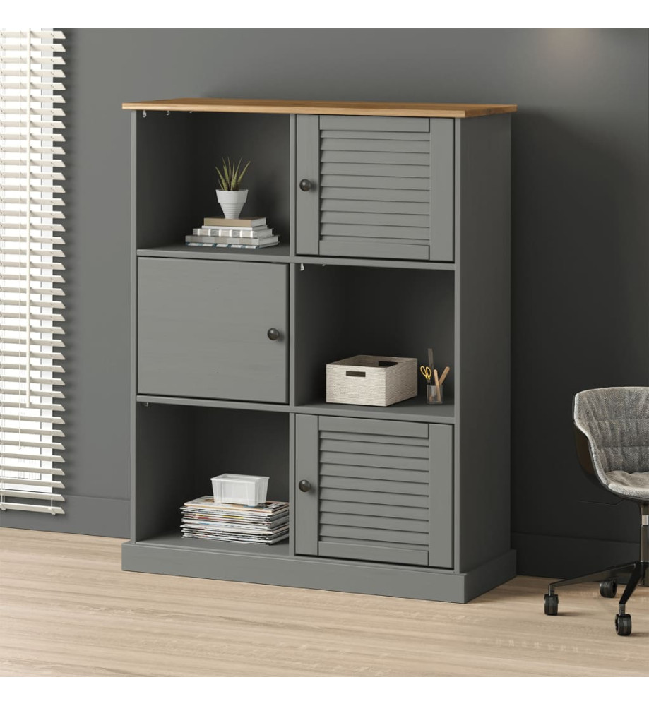 Bibliothèque VIGO gris 90x35x114,5 cm bois massif de pin