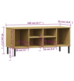 Étagère à chaussures pieds en métal Brun 106x35x45 cm Bois OSLO