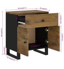 Table de chevet 50x33x60 cm Bois de manguier et d'ingénierie