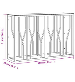 Table console 110x30x70 cm acier inoxydable et verre