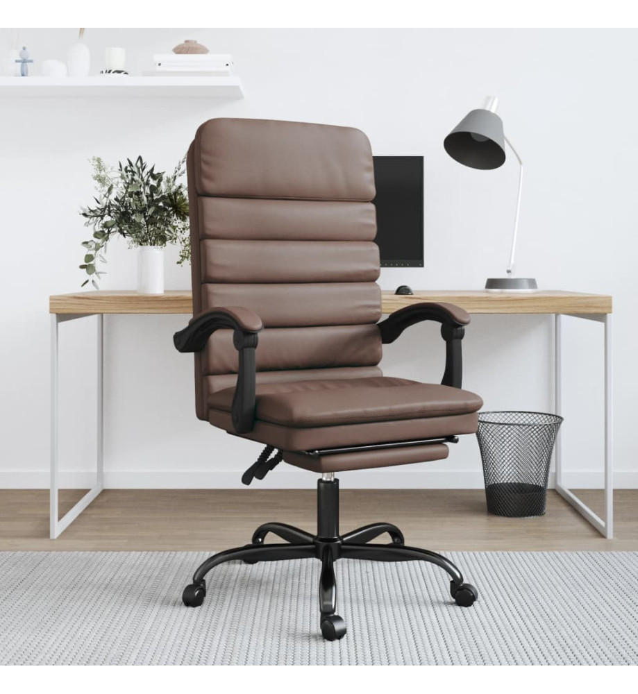 Fauteuil de massage inclinable de bureau Marron Similicuir