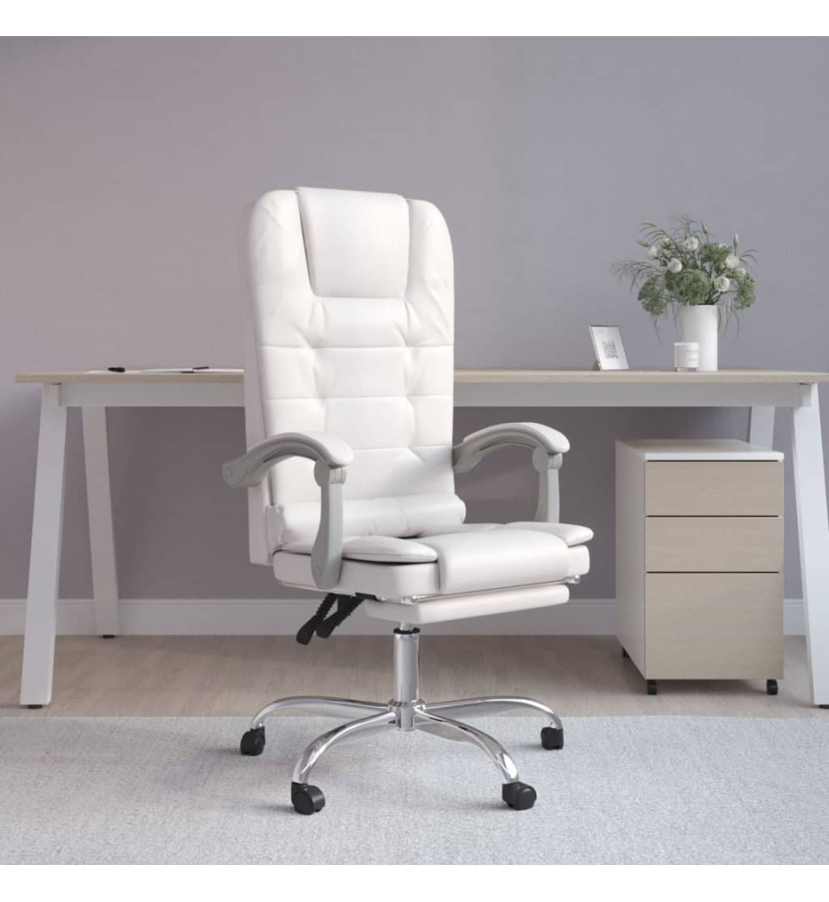 Fauteuil de massage inclinable de bureau Blanc Similicuir