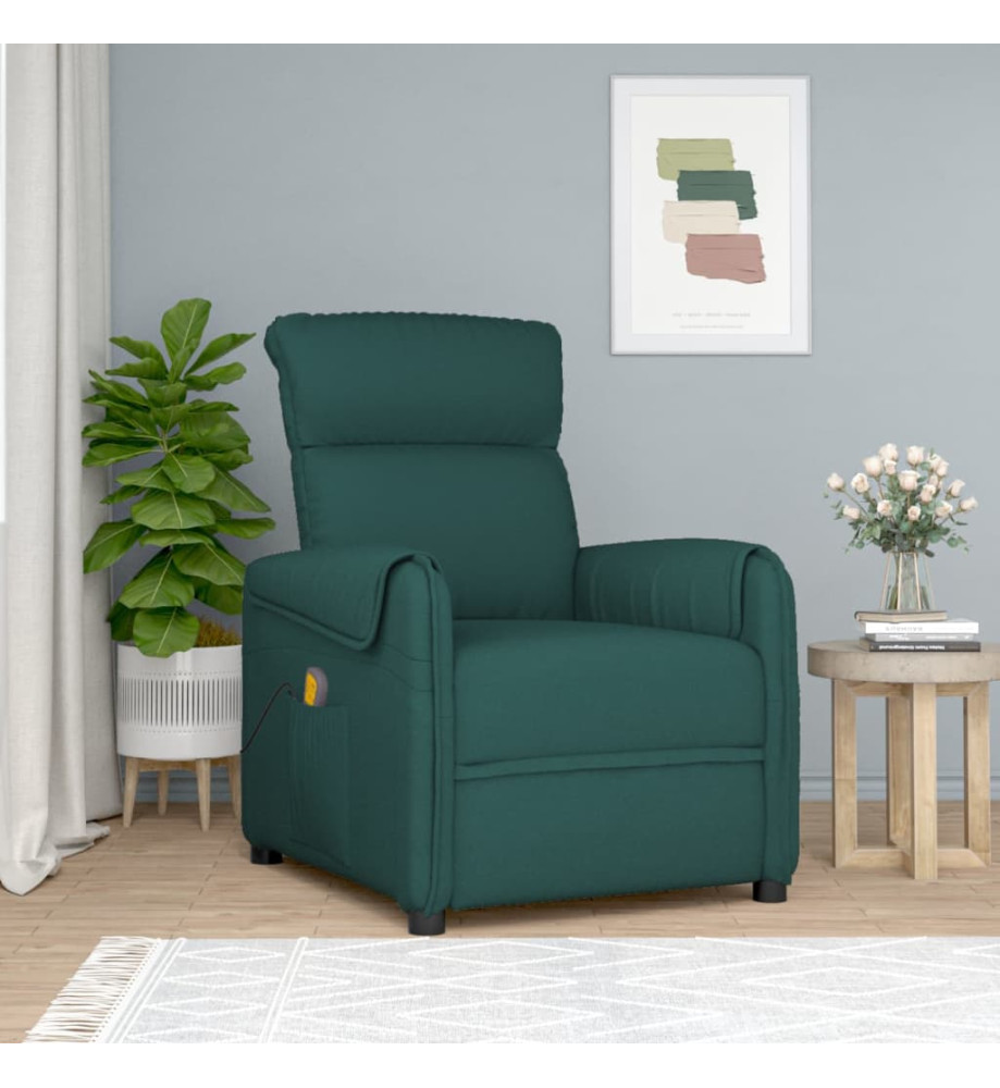 Fauteuil de massage Vert foncé Tissu