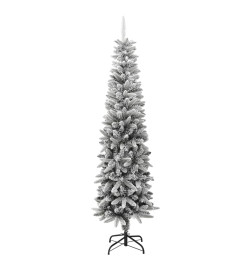 Sapin de Noël artificiel mince avec neige floquée 240 cm PVC/PE