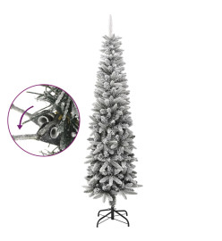 Sapin de Noël artificiel mince avec neige floquée 240 cm PVC/PE