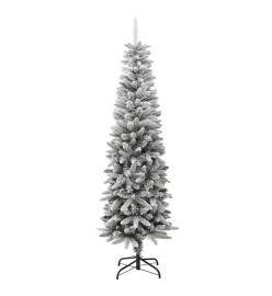 Sapin de Noël artificiel mince avec neige floquée 180 cm PVC/PE