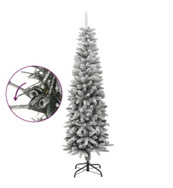 Sapin de Noël artificiel mince avec neige floquée 180 cm PVC/PE