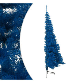 Demi sapin de Noël artificiel avec support Bleu 210 cm PVC