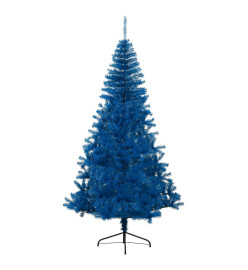 Demi sapin de Noël artificiel avec support Bleu 210 cm PVC